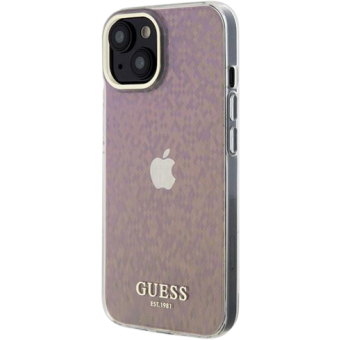 Plastové puzdro Guess na Apple iPhone 15 GUHCP15SHDECMP IML Faceted Mirror Disco Iridescent ružové