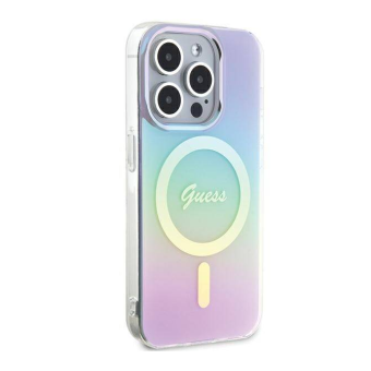 Plastové puzdro Guess na Apple iPhone 15 Pro Max GUHMP15XHITSU IML Iridescent MagSafe fialové
