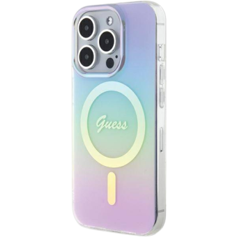 Plastové puzdro Guess na Apple iPhone 15 Pro Max GUHMP15XHITSU IML Iridescent MagSafe fialové
