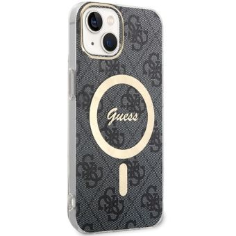 Plastové puzdro Guess na Apple iPhone 15 GUHMP15SH4STK IML 4G MagSafe čierne