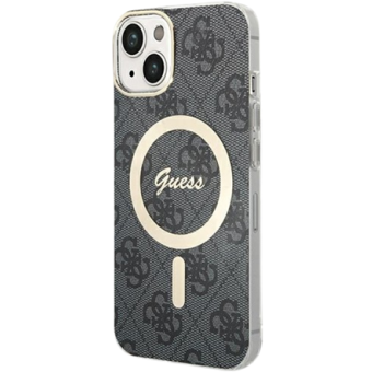 Plastové puzdro Guess na Apple iPhone 15 GUHMP15SH4STK IML 4G MagSafe čierne