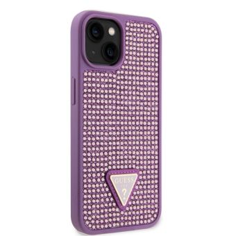 Guess Rhinestones Triangle Metal Logo Apple iPhone 15 GUHCP15SHDGTPU Purple