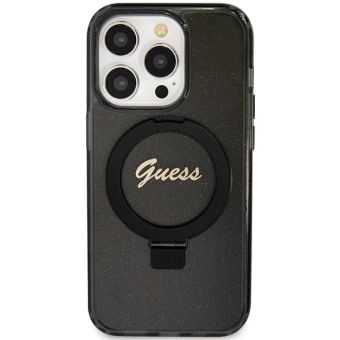 Guess IML Ring Stand Glitter MagSafe Apple iPhone 15 Pro Max GUHMP15XHRSGSK Black