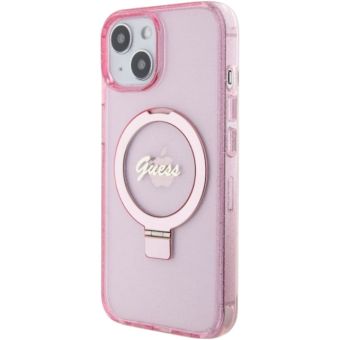 Guess IML Ring Stand Glitter MagSafe Apple iPhone 15 GUHMP15SHRSGSP Pink