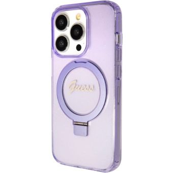 Guess IML Ring Stand Glitter MagSafe Apple iPhone 15 Pro GUHMP15LHRSGSU Purple