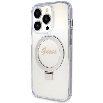 Guess IML Ring Stand Glitter MagSafe Apple iPhone 15 Pro GUHMP15LHRSGSD Transparent