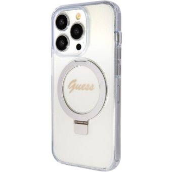 Guess IML Ring Stand Glitter MagSafe Apple iPhone 15 Pro GUHMP15LHRSGSD Transparent
