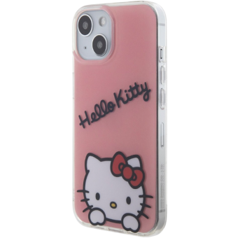Plastové puzdro Hello Kitty na Apple iPhone 15 HKHCP15SHKDSP IML Daydreaming Logo ružové