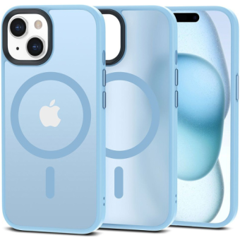 Silikónové puzdro na Apple iPhone 15 Tech-Protect MagMat Silicone MagSafe modré