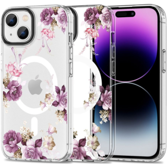 Silikónové puzdro na Apple iPhone 15 Tech-Protect MagMood MagSafe Spring Floral