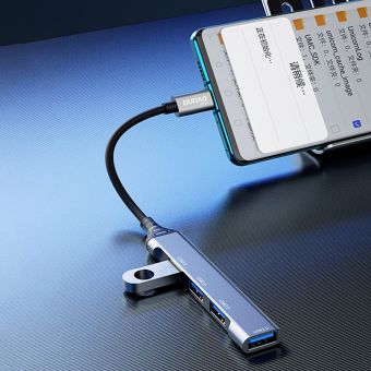 Dudao HUB 4v1 A16T, 4x USB-A, 6.3cm, sivý