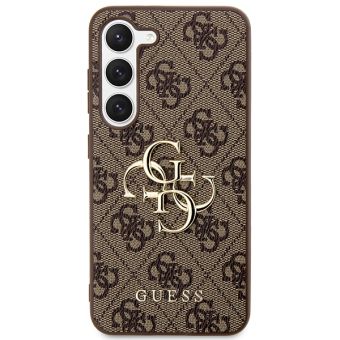 Plastové puzdro Guess na Samsung Galaxy S23 FE 5G S711 GUHCS23FE4GMGBR PU 4G Big Metal Logo hnedé