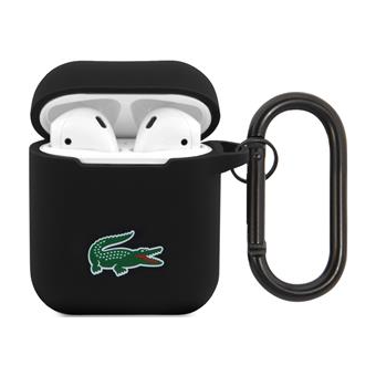 Silikónové puzdro Lacoste na Apple AirPods 1/2 LCA2SLOK Liquid Silicone Croc Logo čierne