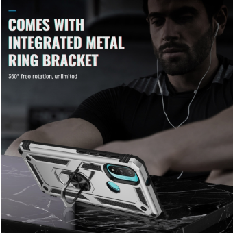 Odolné puzdro na Motorola Moto E20/E30/E40 Ring Armor Rugged ružové
