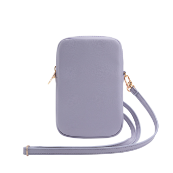 Univerzálne puzdro Guess na smartfón GUWBZPGSTEGU PU Grained 4G Metal Logo Walltet Phone Bag Zipper fialové