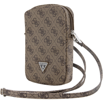 Univerzálne puzdro Guess na smartfón GUWBZP4GFTSW PU 4G Triangle Logo Walltet Phone Bag Zipper hnedé