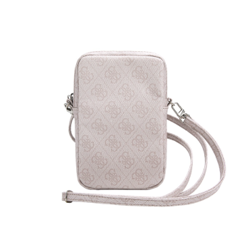 Univerzálne puzdro Guess na smartfón GUWBZP4GFTSP PU 4G Triangle Logo Walltet Phone Bag Zipper ružové