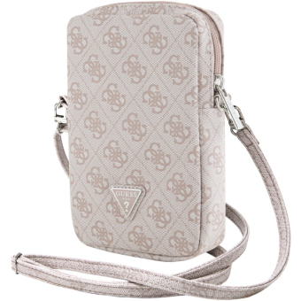 Univerzálne puzdro Guess na smartfón GUWBZP4GFTSP PU 4G Triangle Logo Walltet Phone Bag Zipper ružové