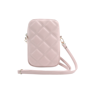 Univerzálne puzdro Guess na smartfón GUWBZPSQSSGP PU Quilted 4G Metal Logo Walltet Phone Bag Zipper ružové