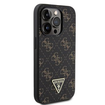 Plastové puzdro Guess na Apple iPhone 15 Pro GUHCP15LPG4GPK PU Leather 4G Triangle Metal Logo čierne