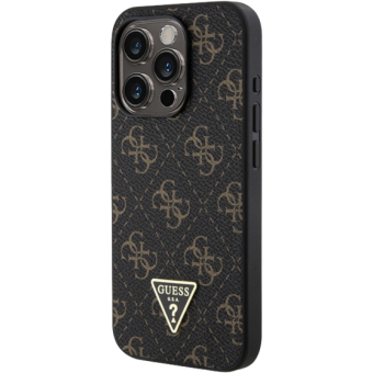 Plastové puzdro Guess na Apple iPhone 15 Pro GUHCP15LPG4GPK PU Leather 4G Triangle Metal Logo čierne