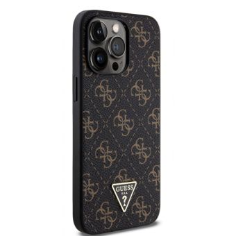 Guess PU Leather 4G Triangle Metal Logo Apple iPhone 15 Pro Max GUHCP15XPG4GPK Black