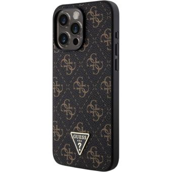 Guess PU Leather 4G Triangle Metal Logo Apple iPhone 15 Pro Max GUHCP15XPG4GPK Black