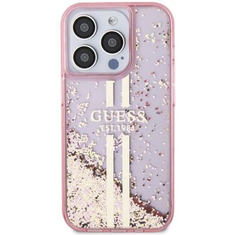 Guess PC/TPU Liquid Glitter Gold Stripe Apple iPhone 15 Pro Max GUHCP15XLFCSEGP Pink