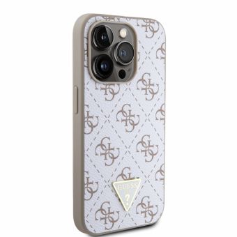 Guess PU Leather 4G Triangle Metal Logo Apple iPhone 15 Pro GUHCP15LPG4GPH White