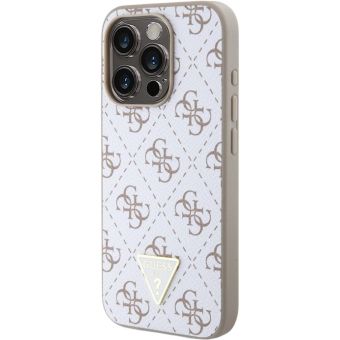 Guess PU Leather 4G Triangle Metal Logo Apple iPhone 15 Pro GUHCP15LPG4GPH White