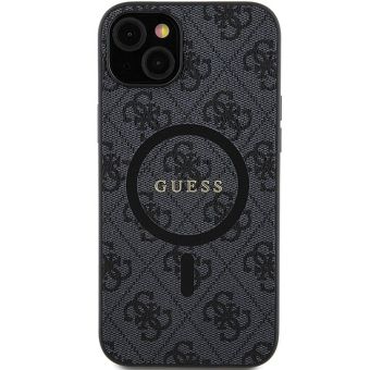 Guess PU Leather 4G Colored Ring MagSafe Apple iPhone 15 GUHMP15SG4GFRK Black