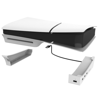 iPega P5S008, horizontálny stojan s USB HUB, PS5 Slim, biely