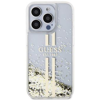 Guess PC/TPU Liquid Glitter Gold Stripe Apple iPhone 15 Pro Max GUHCP15XLFCSEGT Transparent