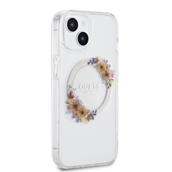 Guess PC/TPU Flowers Ring Glossy Logo MagSafe Apple iPhone 15 Plus GUHMP15MHFWFCT Transparent