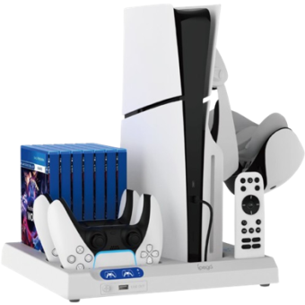 iPega P5S028 All-in-one, nabíjací stojan s chladením, PS5/PS5 Slim, čierny