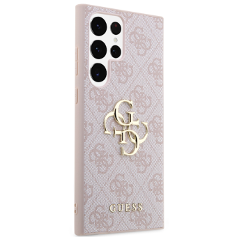 Plastové puzdro Guess na Samsung Galaxy S24 Ultra 5G S928 GUHCS24L4GMGPI PU 4G Big Metal Logo ružové