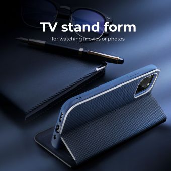 Diárové puzdro na Xiaomi Redmi Note 13 Pro 4G/Poco M6 Pro 4G LUNA Carbon modré