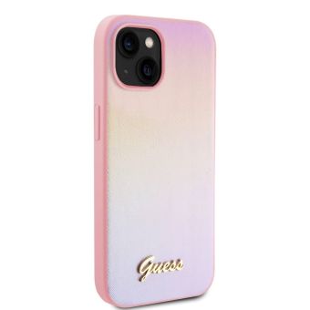 Guess PU Leather Iridescent Metal Script Apple iPhone 15 GUHCP15SPSAIRSP Pink