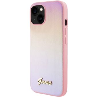 Guess PU Leather Iridescent Metal Script Apple iPhone 15 GUHCP15SPSAIRSP Pink