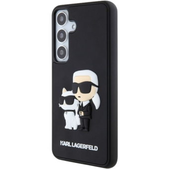 Plastové puzdro Karl Lagerfeld na Samsung Galaxy S24 5G S921 KLHCS24S3DRKCNK 3D Rubber Karl and Choupette čierne