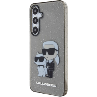 Plastové puzdro Karl Lagerfeld na Samsung Galaxy S24 5G S921 KLHCS24SHNKCTGK IML Glitter Karl and Choupette NFT čierne