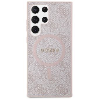 Guess PU Leather 4G Colored Ring MagSafe Samsung Galaxy S24 Ultra 5G S928 GUHMS24LG4GFRP Pink