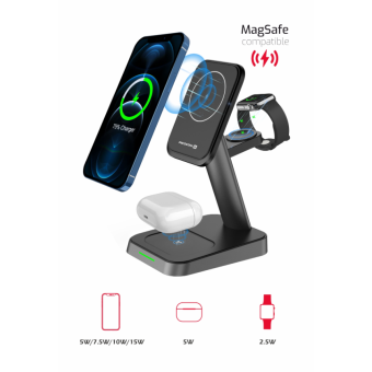 SWISSTEN MagStation 3v1 22.5W, bezdrôtová nabíjačka, čierna