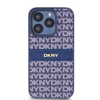 DKNY PU Leather Repeat Pattern Tonal Stripe Apple iPhone 15 Pro DKHCP15LPRTHSLB Blue