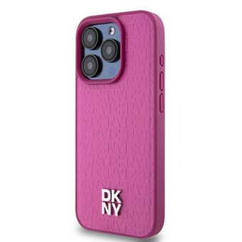 DKNY PU Leather Repeat Pattern Stack Logo Magsafe Apple iPhone 15 Pro DKHMP15LPSHRPSP Pink