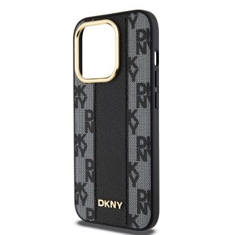 DKNY PU Leather Checkered Pattern Magsafe Apple iPhone 15 Pro DKHMP15LPCPVSLK Black