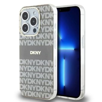 DKNY PC/TPU Repeat Pattern Tonal Stripe Magsafe Apple iPhone 15 Pro DKHMP15LHRHSEE Beige