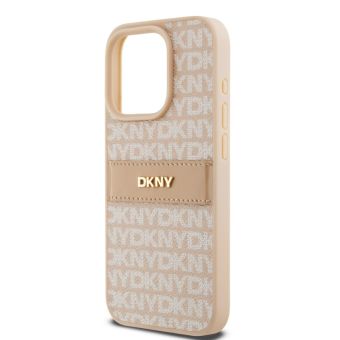 DKNY PU Leather Repeat Pattern Tonal Stripe Apple iPhone 14 Pro Max DKHCP14XPRTHSLP Pink
