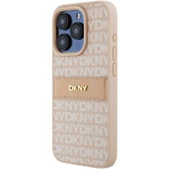 DKNY PU Leather Repeat Pattern Tonal Stripe Apple iPhone 15 Pro Max DKHCP15XPRTHSLP Pink