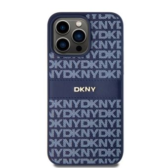 DKNY PU Leather Repeat Pattern Tonal Stripe Apple iPhone 15 Pro Max DKHCP15XPRTHSLB Blue